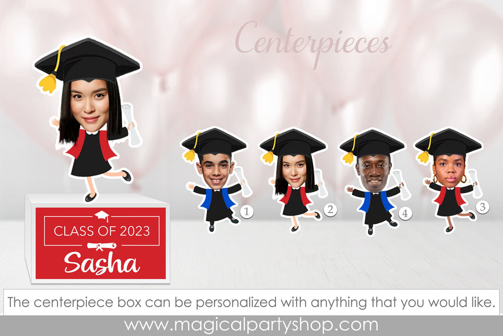 Graduation Photo Centerpiece | Custom Photo Face Centerpiece | Cupcake Toppers | Graduation Party Decorations | Graduate Party Favors | Cake