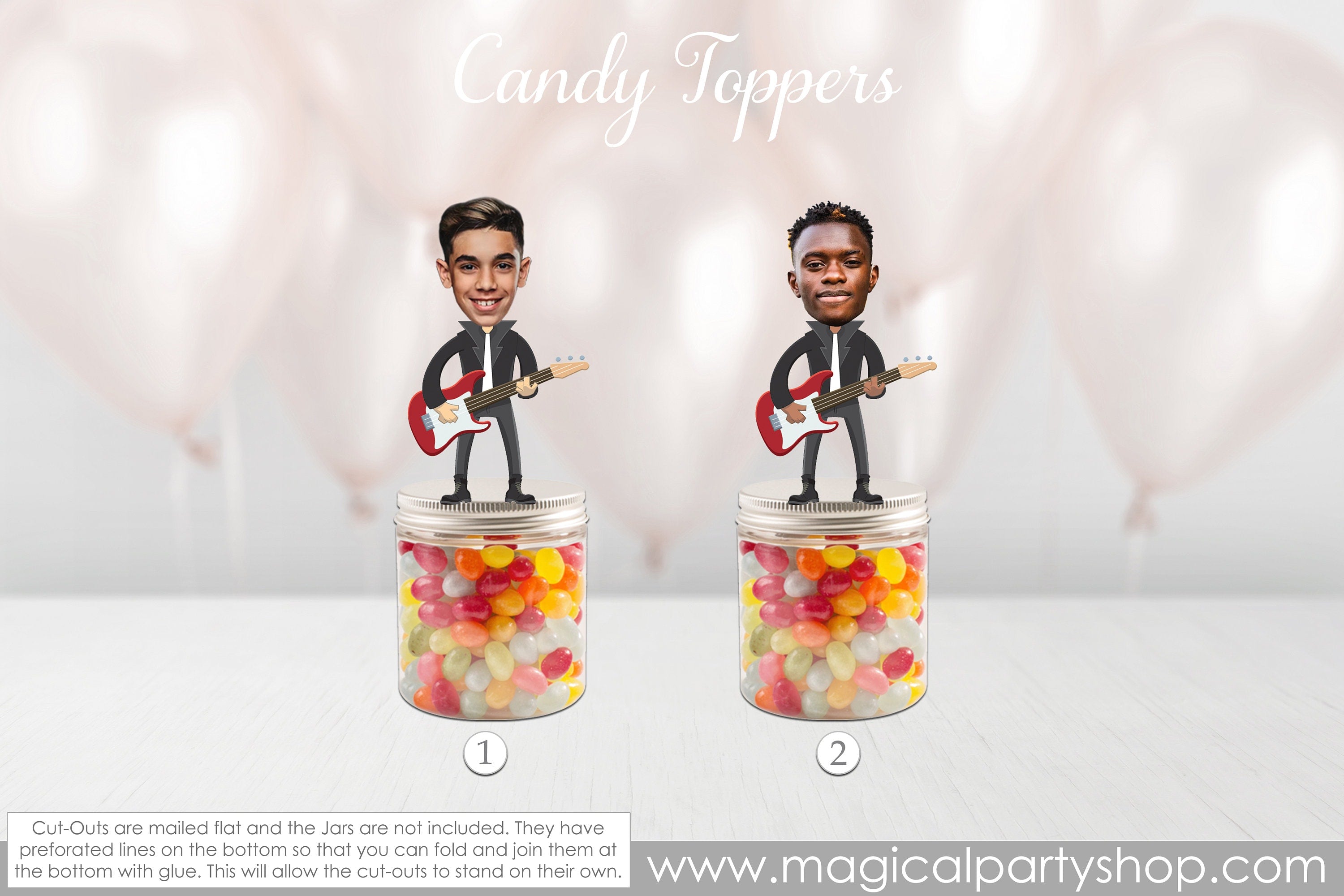 Rockstar Photo Candy Toppers| Rock'n Roll Party Favors | Rock and Roll Buffet Table | Music Party Rock Star Birthday Party
