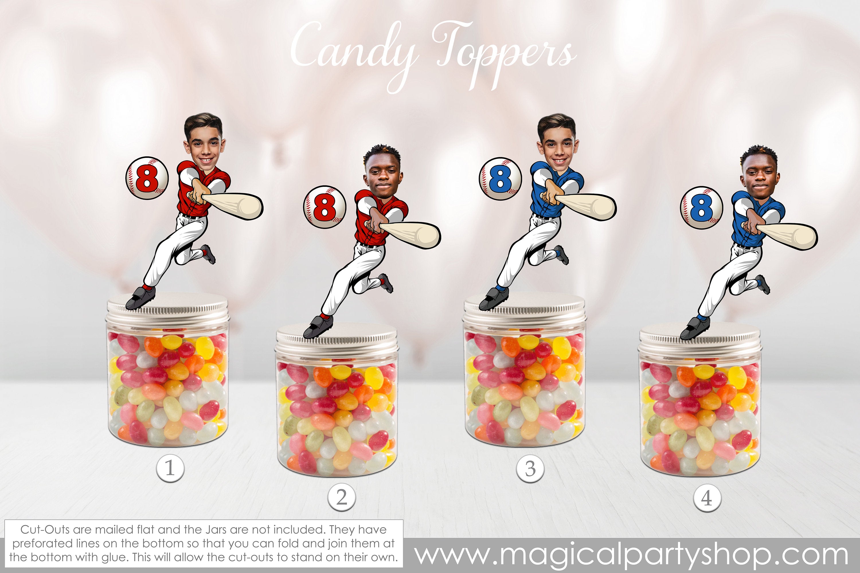 Baseball Party Favors | Baseball Boy Cupcake Toppers | Face Photo Cupcake Topper | Baseball Birthday | Baseball Party | Candy Buffet