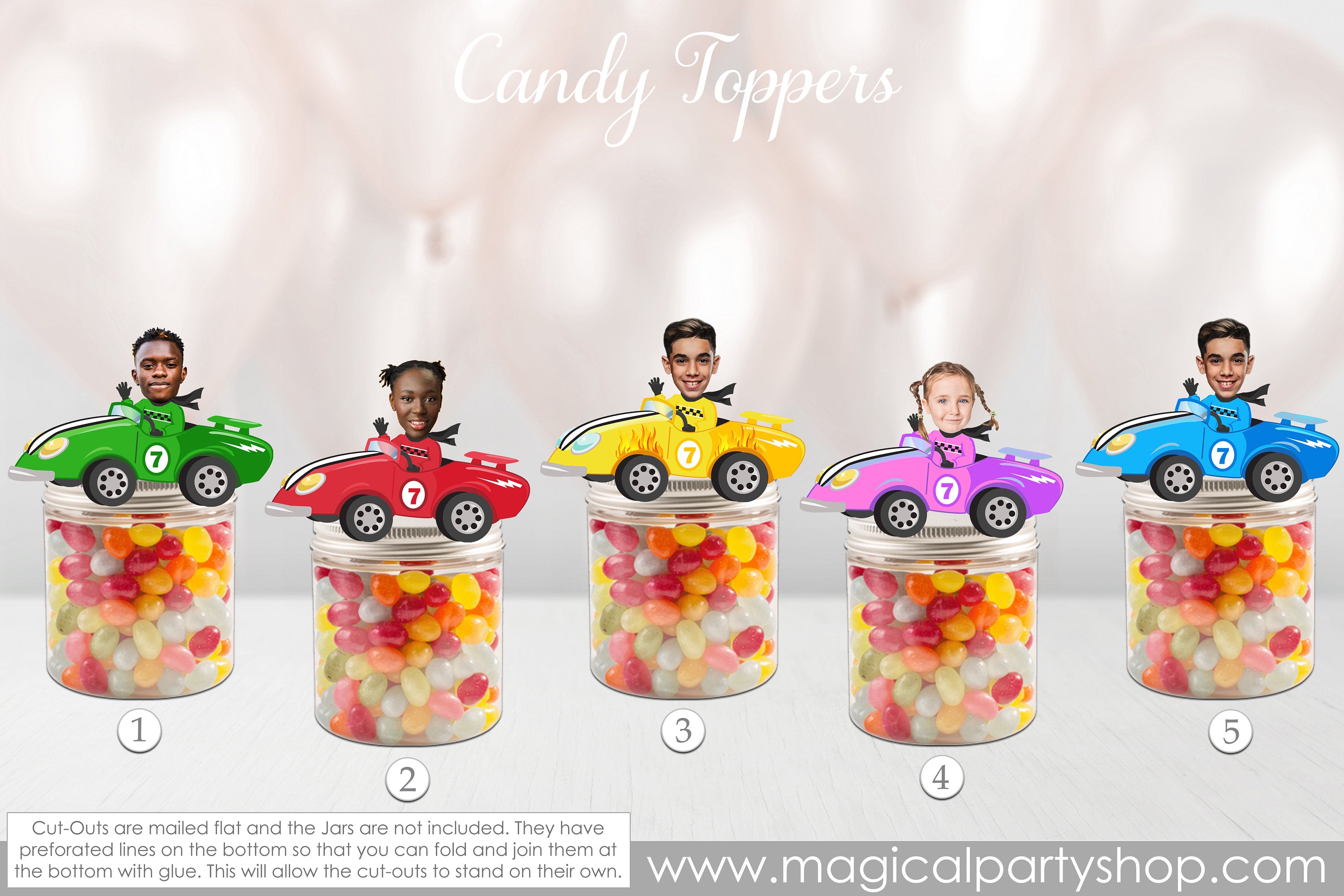 Race car Photo Candy Toppers | Face Cupcake Toppers | Car Racing Party | Race car Cake Topper | Racing Party Favors | Race Car Birthday