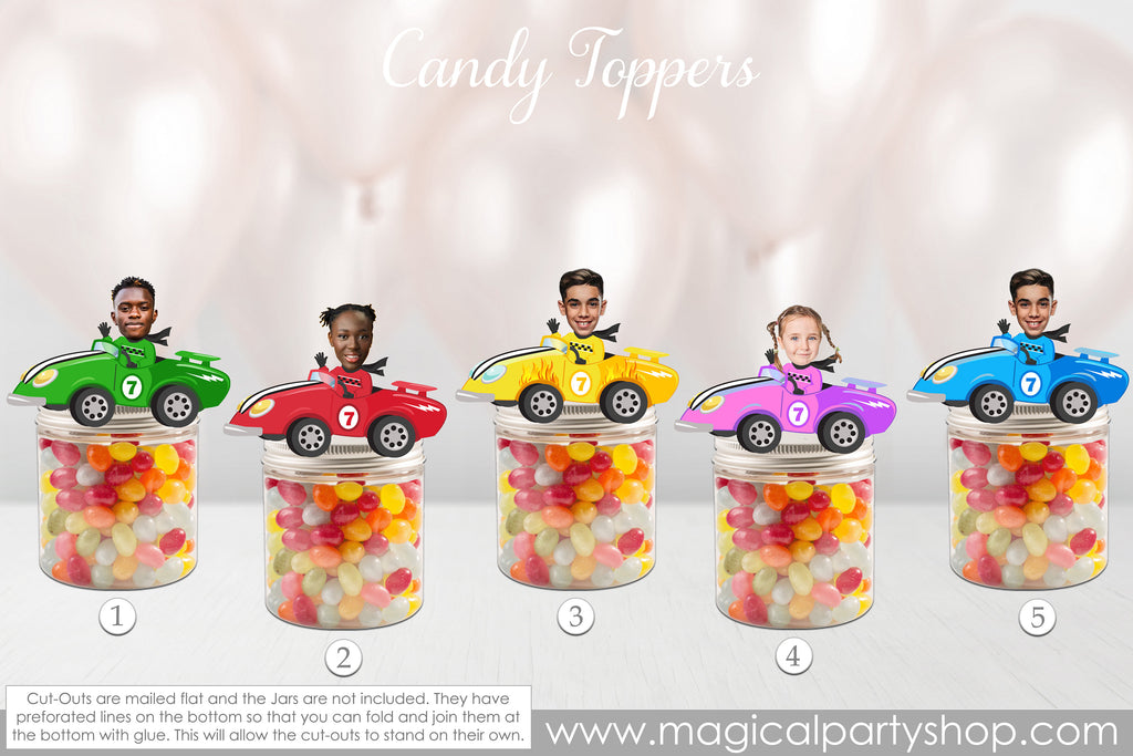 Race car Photo Candy Toppers | Face Cupcake Toppers | Car Racing Party | Race car Cake Topper | Racing Party Favors | Race Car Birthday