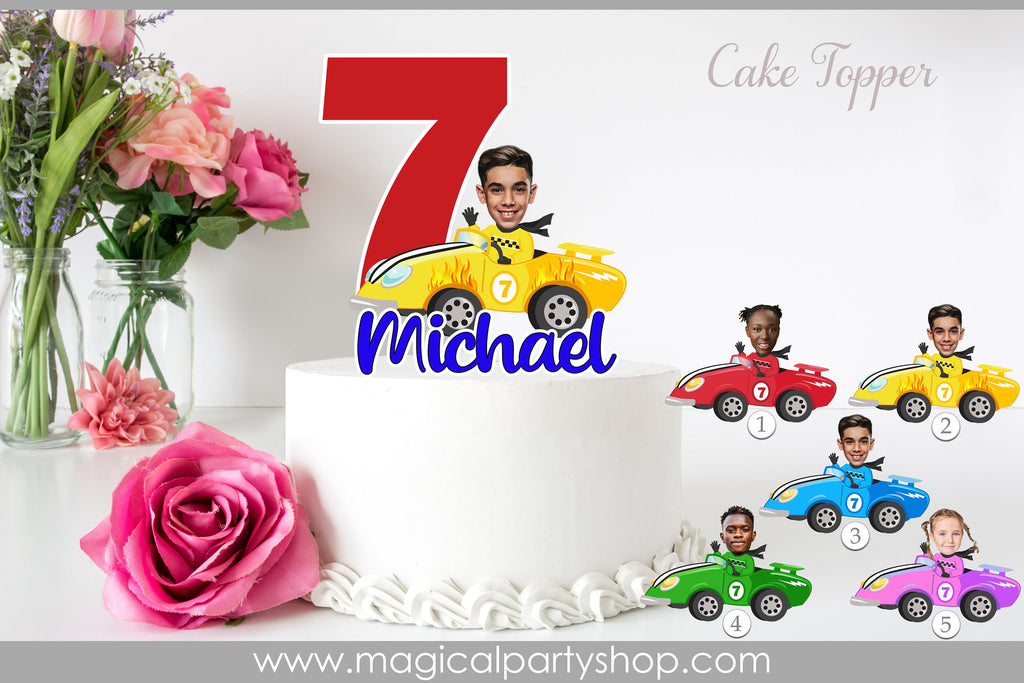 Race car Photo Cake Topper | Face Cake Toppers | Car Racing Party | Race car Cake Topper | Racing Cupcake Toppers | Racing Party Centerpiece