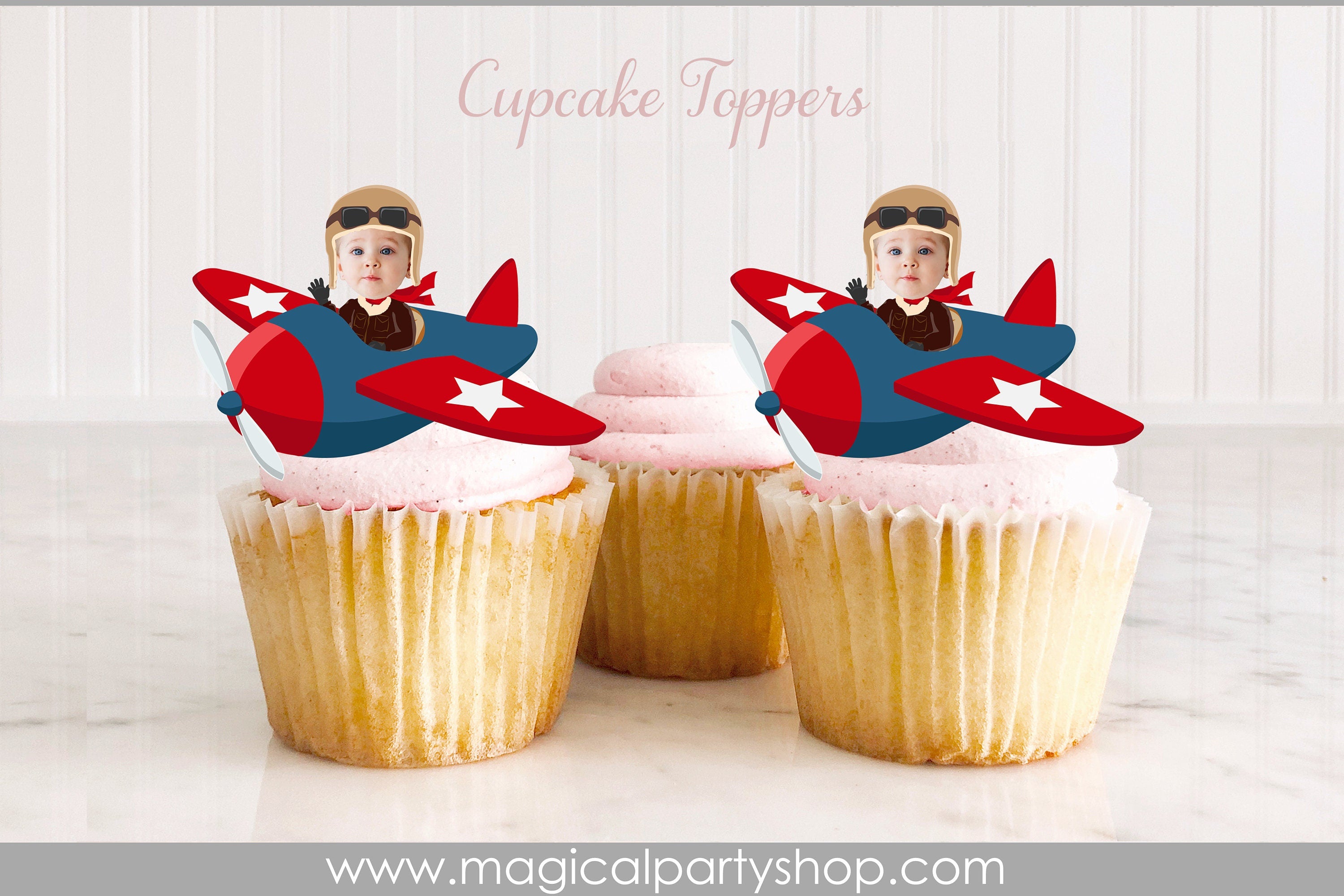 Airplane Birthday Cupcake Toppers | Photo Cupcake Toppers | Aviator | Airplane Birthday | Airplane Party Decorations | First Birthday Party