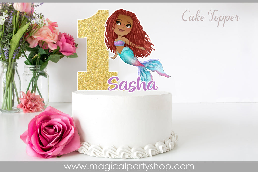 Mermaid Cake Topper | Mermaid Birthday Party | Mermaid Birthday Party | Mermaid Dark Skin | Mermaid Light Skin | Pool Party