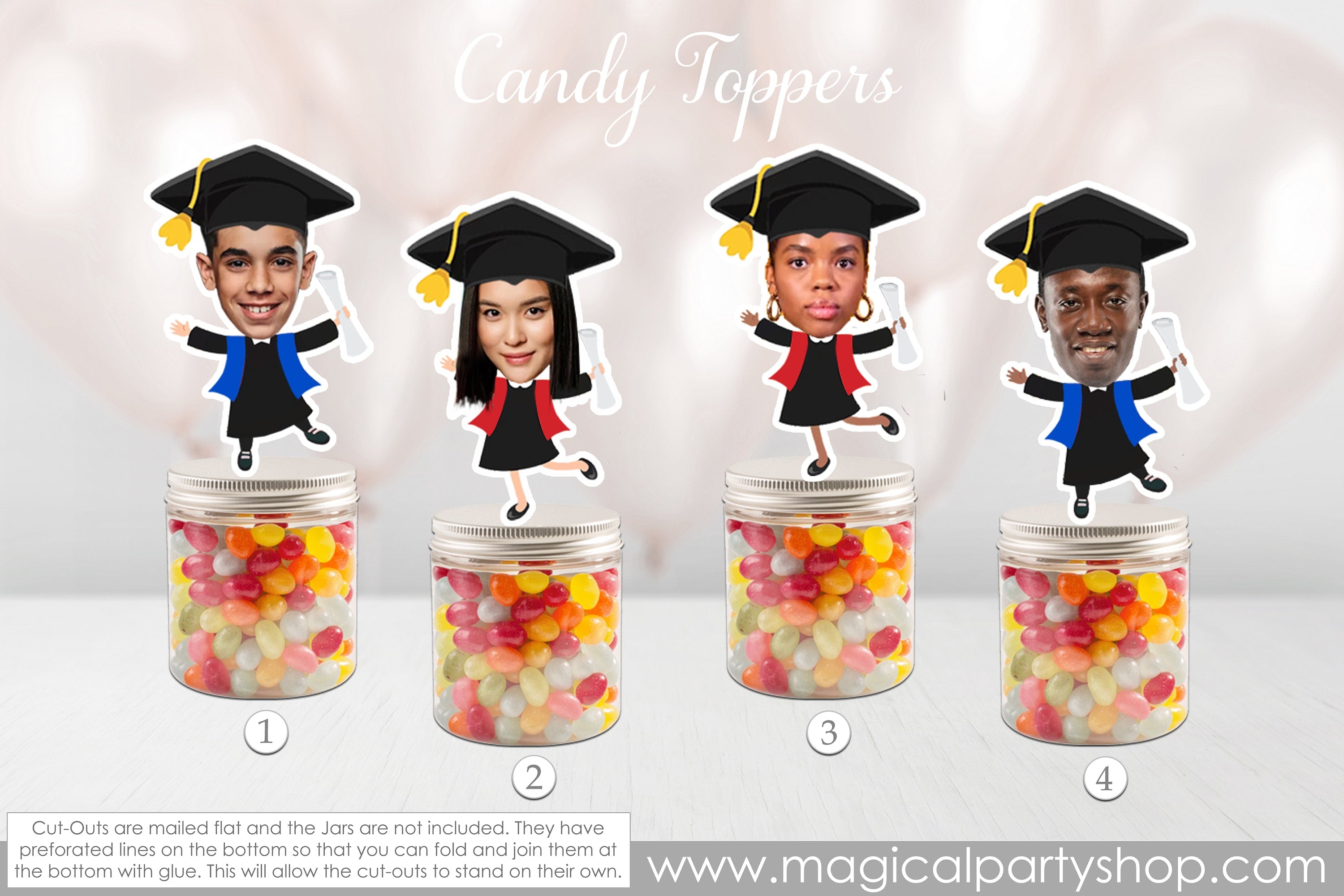 Graduation Photo Candy Toppers | Class of 2023 | Graduation Party Decorations | Graduate Party Favors | Graduation Cake