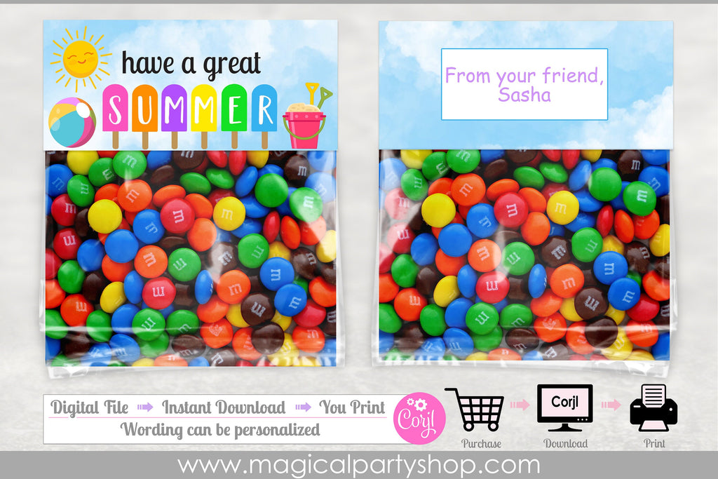 Have a Great Summer Candy topper | Gift for Student | Cookie Bag Topper | Summer Candy Toppers | Graduation Party | Pool Party