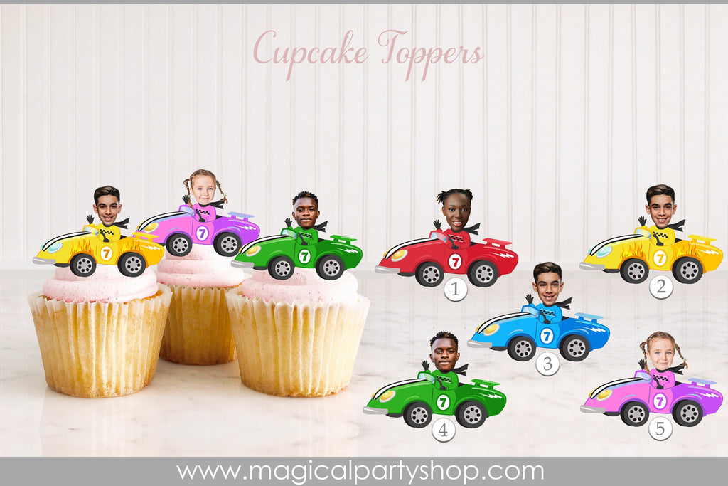 Race car Photo Cupcake Toppers | Face Cupcake Toppers | Car Racing Party | Race car Cake Topper | Racing Cupcake Toppers
