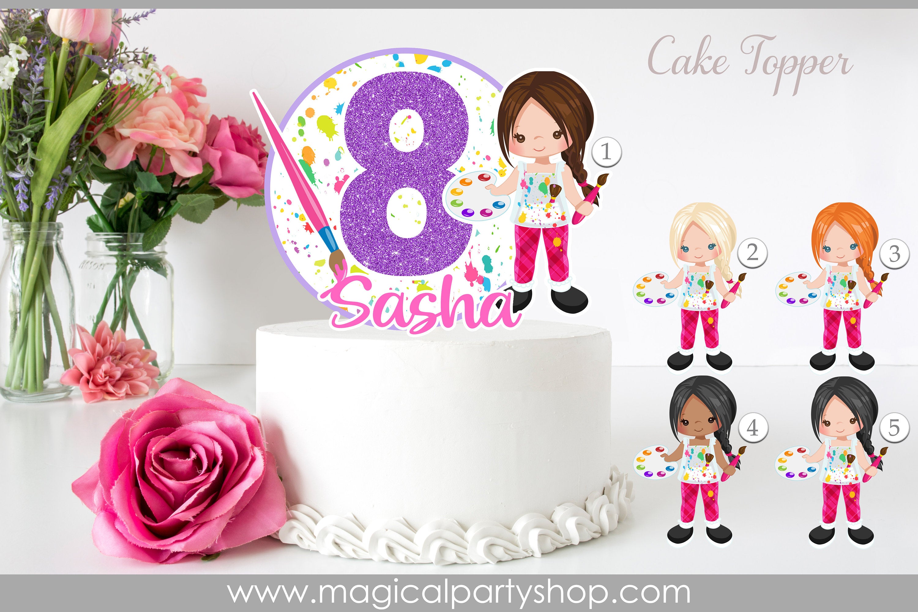 Art Party Cake Toppers | Art Party | Art Birthday Decorations | Paint Party | Art Paint Pallet Cake | Girls Birthday