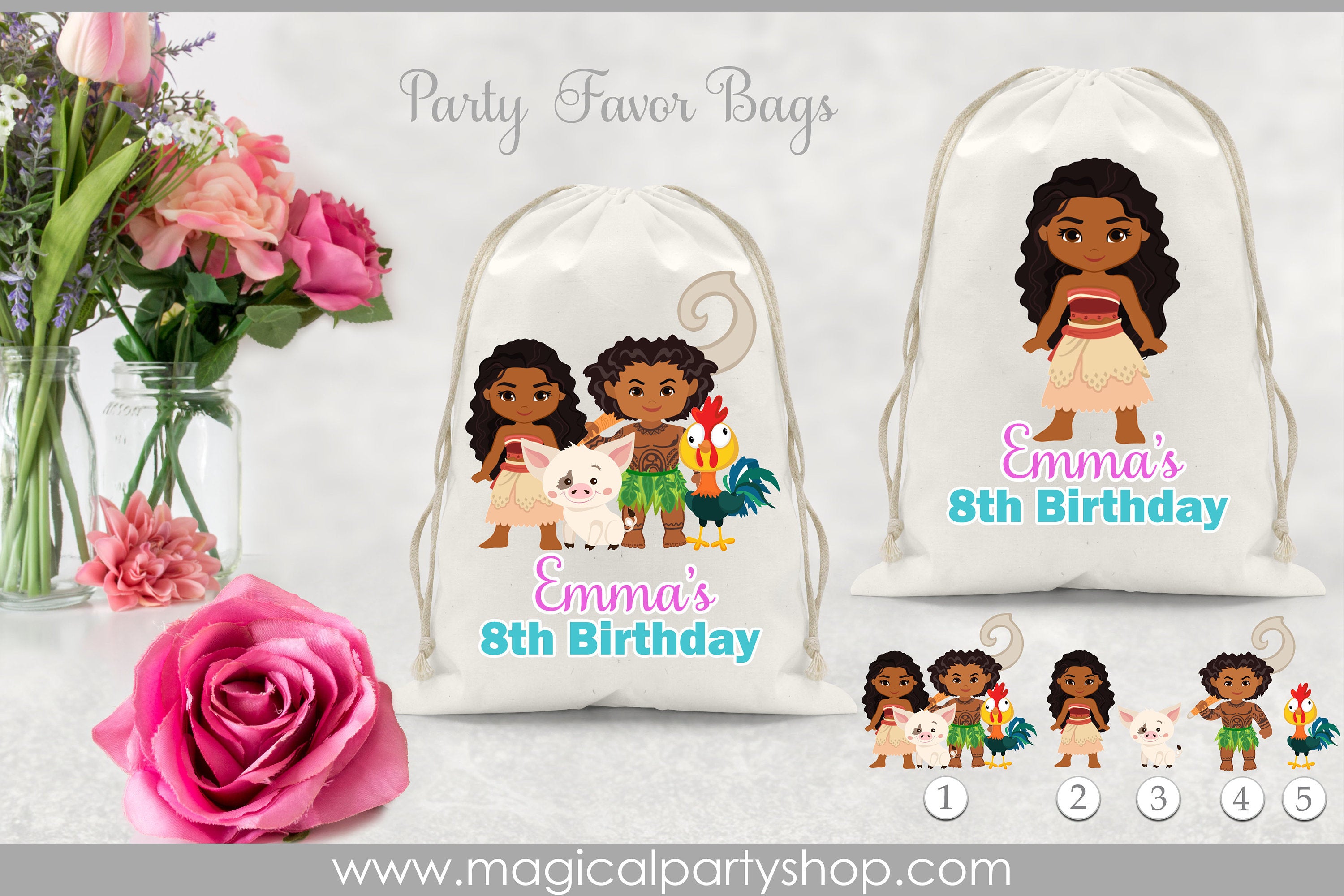 Moana Party Favor Bags | Moana Birthday Party | Moana Decor | Moana tableware | Moana Goodie Bags