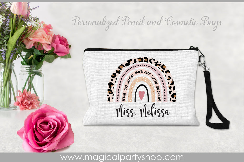 Personalized Teacher Cosmetic Bag | School Gift | Teacher Appreciation Gift | Pencil Case | Teacher Survival Kit | End Of School Gift