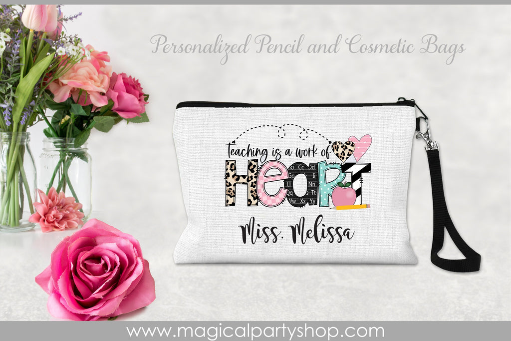 Personalized Teacher Cosmetic Bag | School Gift | Teacher Appreciation Gift | Pencil Case | Teacher Survival Kit | End Of School Gift