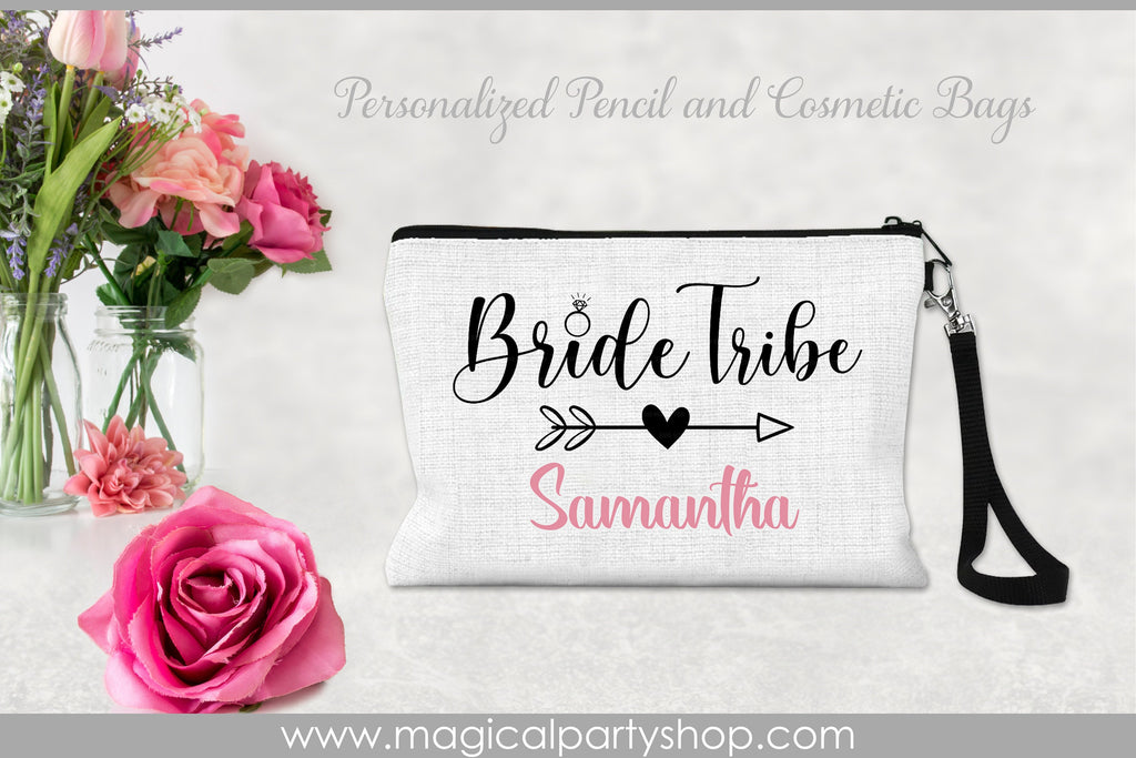 Bride Tribe and Bride Canvas Makeup Bags | Wedding Party Favors | Wedding Bag | Wedding Party | Bridal Shower