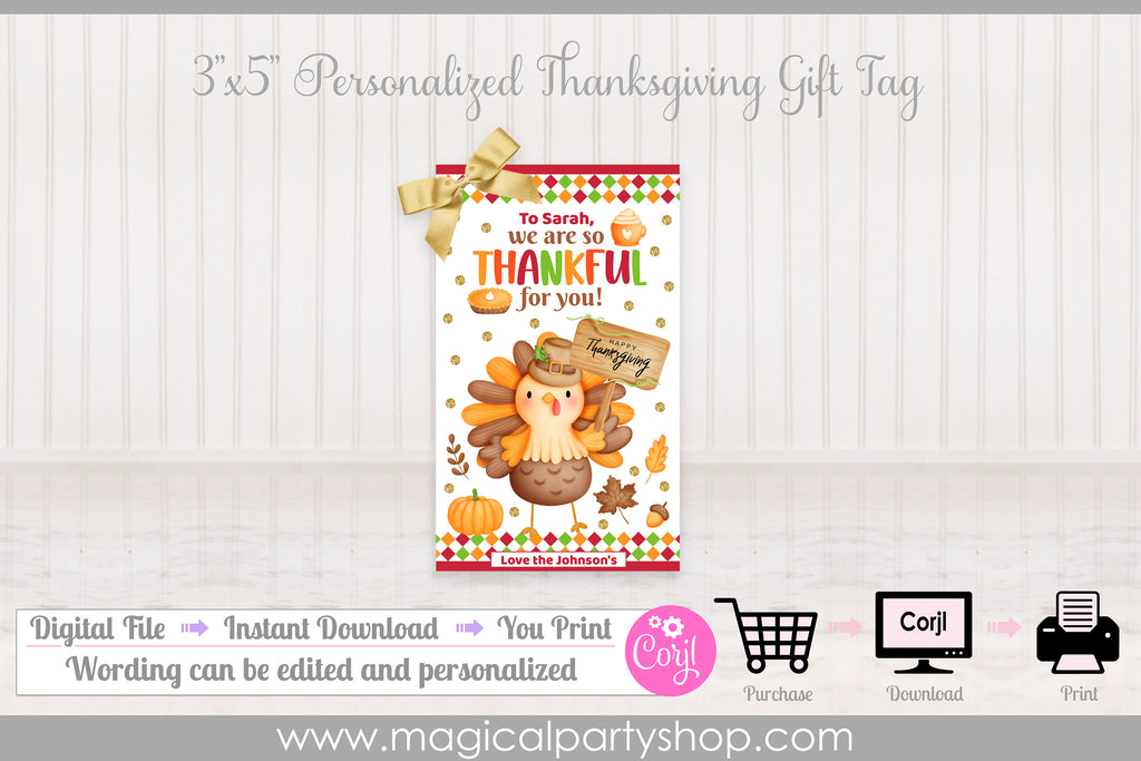 Thanksgiving Printable Gift Tags | So Very Thankful for You Gift Tags | Thanksgiving School - Teacher Gift Tag | Digital Instant Download