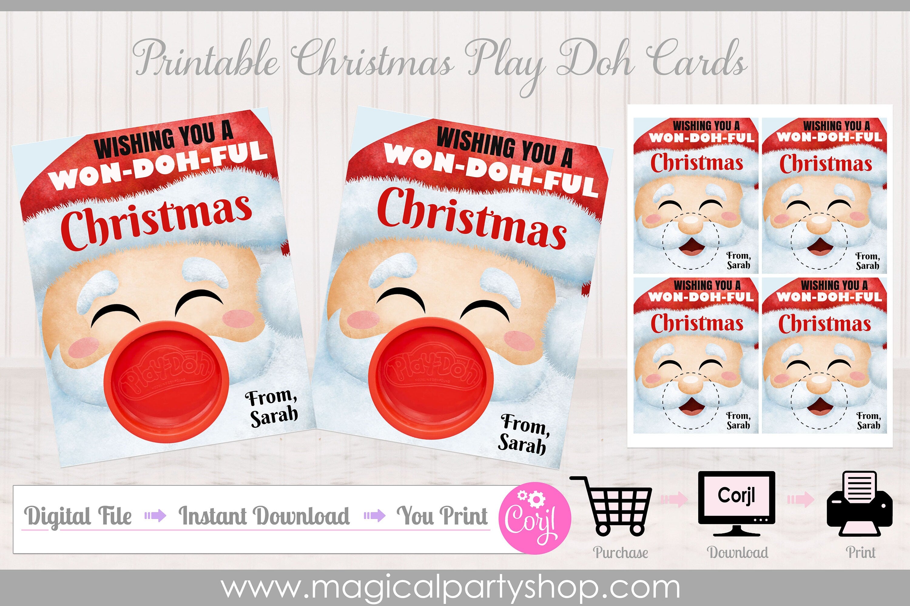 Play-Doh Christmas | Printable Class Holiday Gifts | Small Gift Santa DIY Play Dough | Class Party Favor | Christmas Party | Christmas Gift