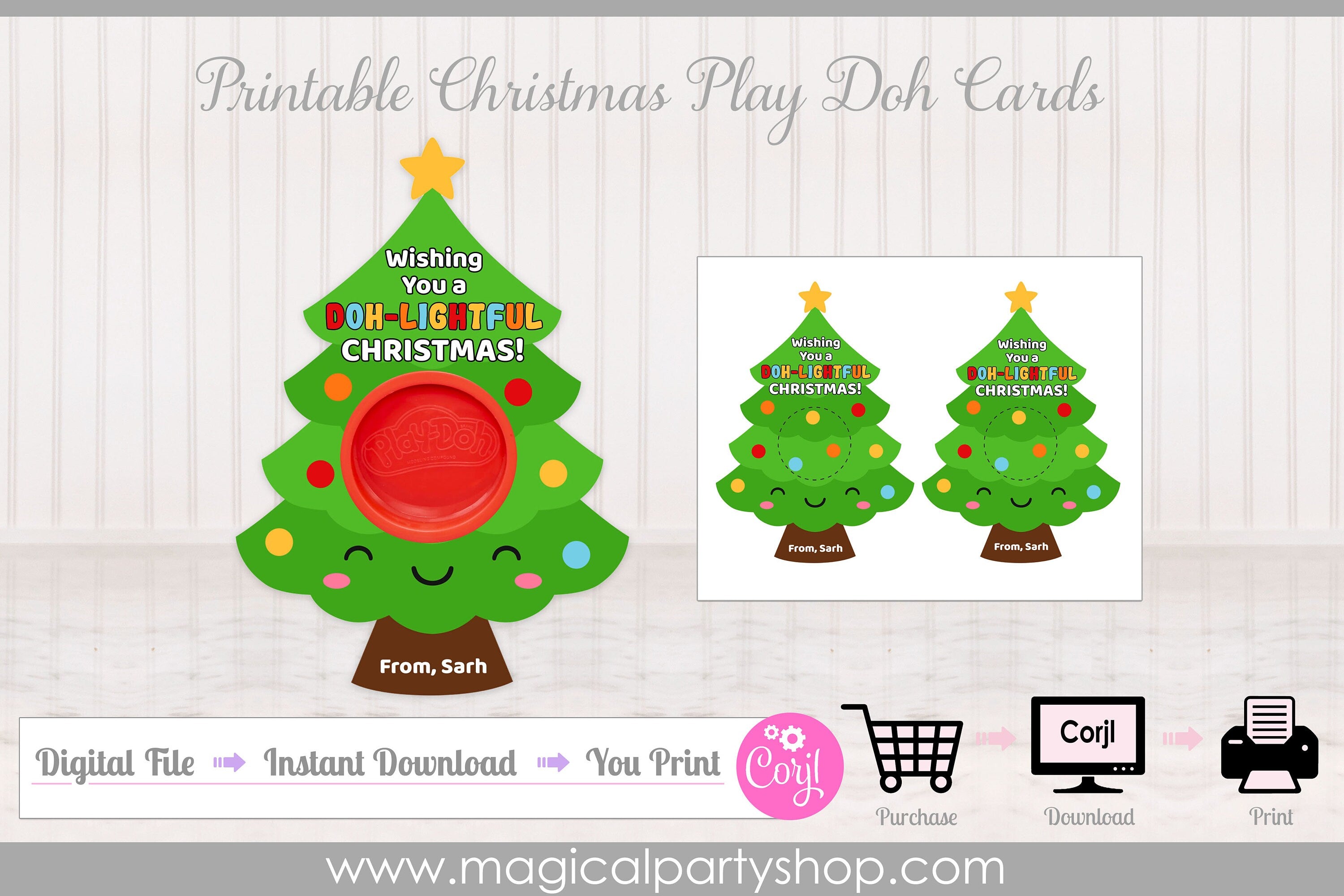Christmas Tree Playdoh Favors Christmas Cards | Class Christmas Party | Class Party | Play-Doh Christmas Gift| Instant Download