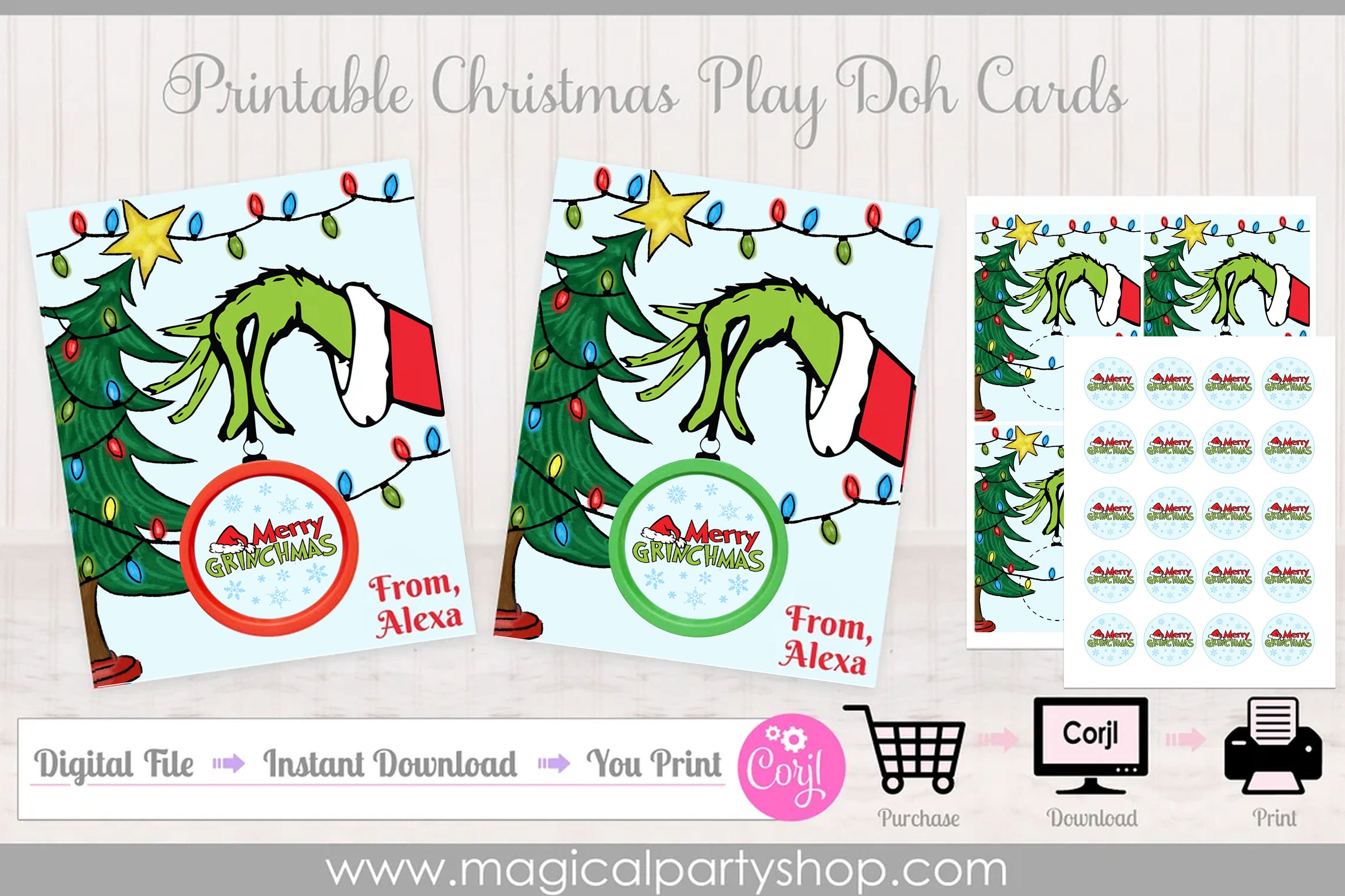 Christmas Playdoh Favors Christmas Cards | Class Christmas Party | Class Party | Play-Doh Christmas Gift| Instant Download | Party Favor