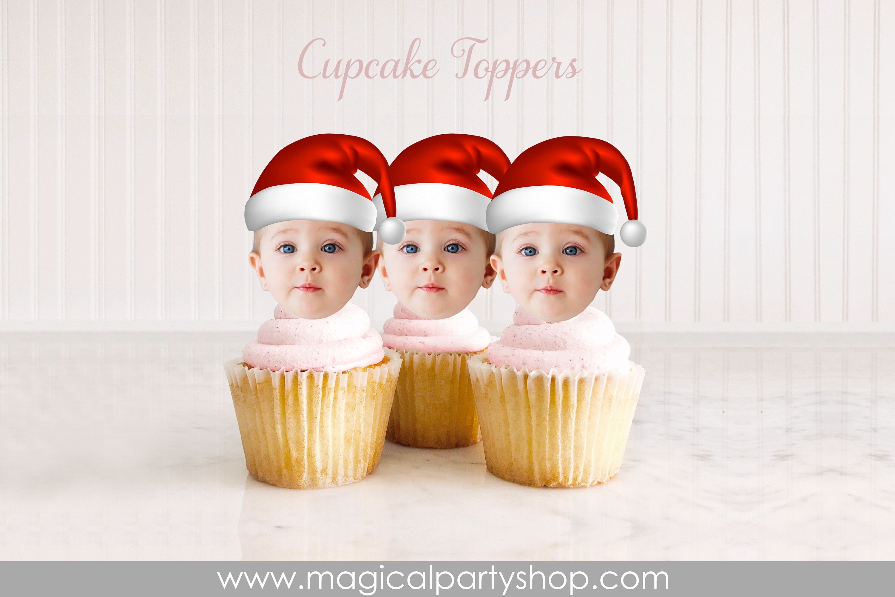 Oh What Fun It Is To Be One Christmas Birthday Cupcake Toppers | Photo Cupcake Toppers | Santa Hat | Santa Party | First Birthday Party
