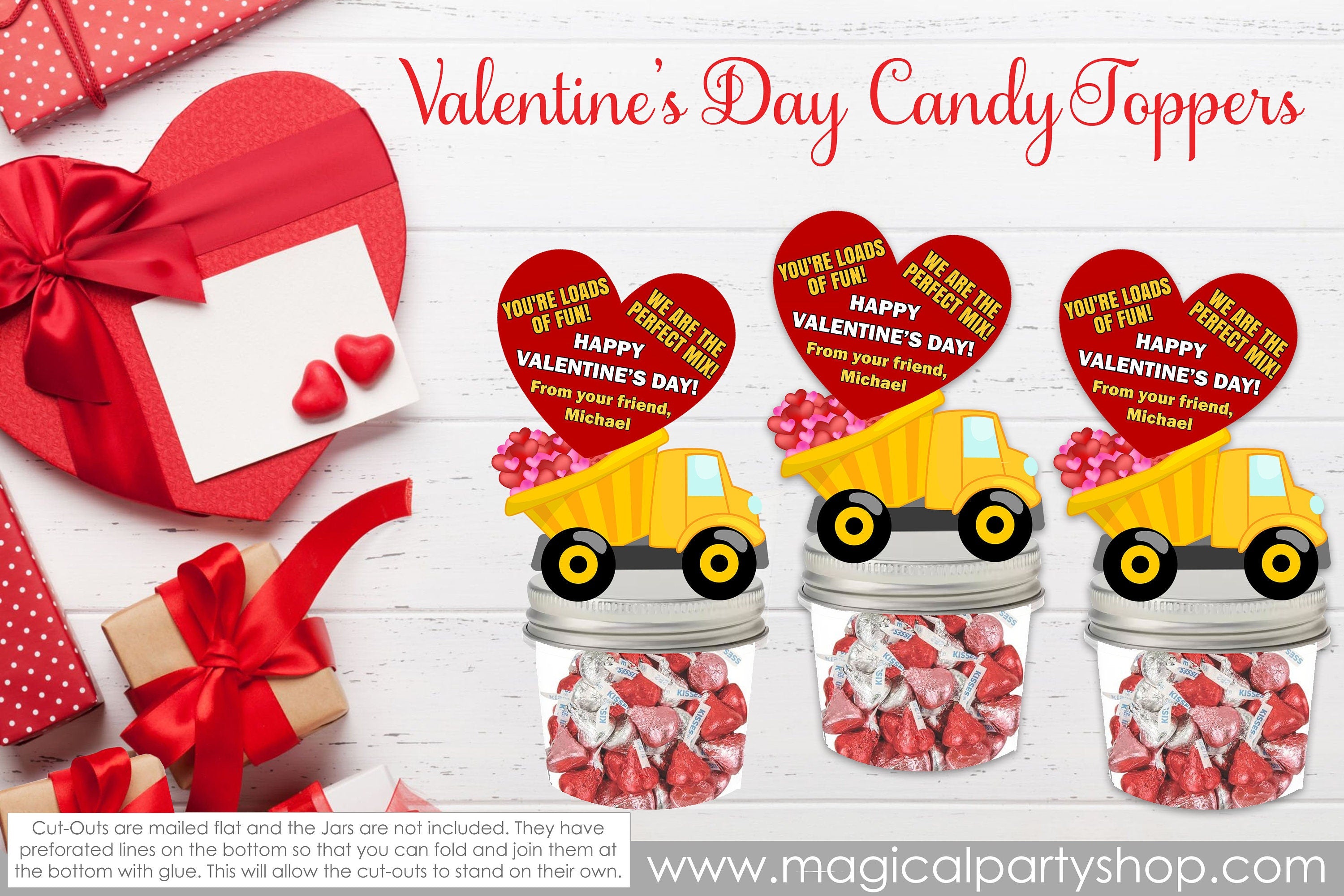 Construction Truck Valentines Party Favor | Valentine Day Gifts | Dump Truck | Valentines Day Class Party | Construction Party Favor
