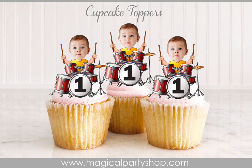 Rockstar Drummer Photo Cupcake Toppers | Rock'n Roll Cupcake Toppers | Rock Star Birthday | Rock Cupcake Toppers | Music Party Centerpiece