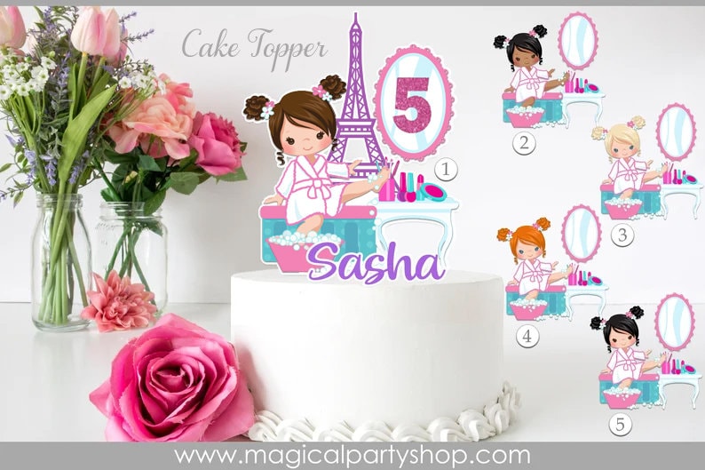 Spa Cake topper | Spa cake topper set | Spa party | Spa party decor | cake topper for girl | Spa, Parris, Eiffel Tower Cake Topper