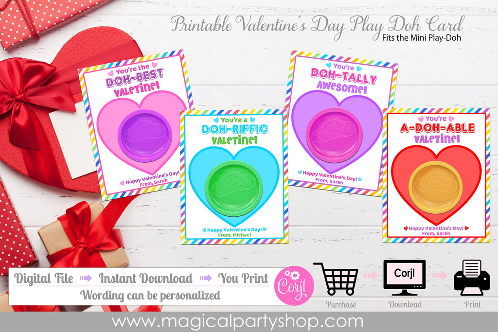 Play-Doh Valentines Gift Card | Printable Class Valentine Day Gifts | Playdoh Gift | Valentines Class Party Gift | Valentines Party Favor