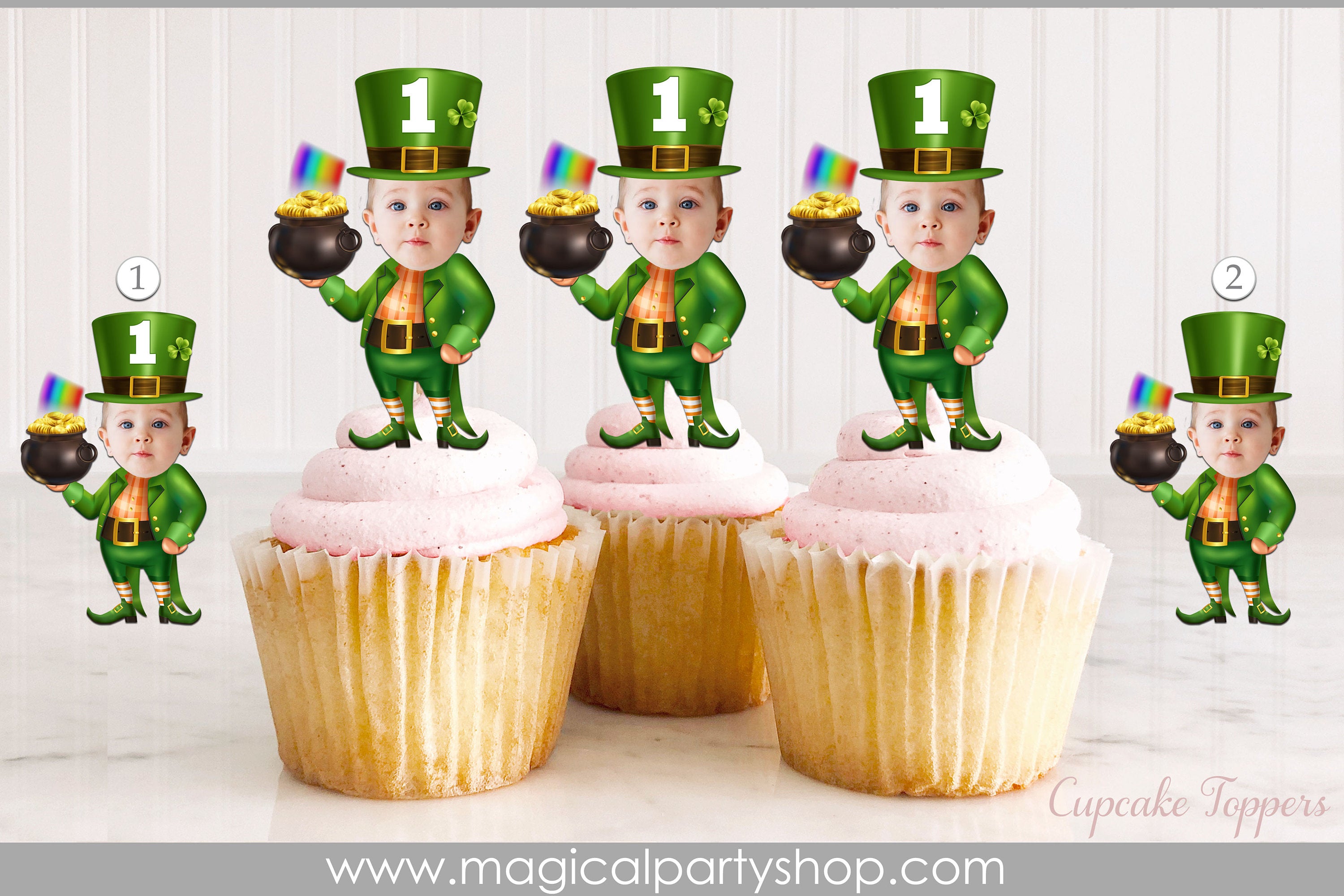 Saint Patrick’s Day Photo Cupcake Toppers | Lucky One Cupcake Toppers | Lucky One Birthday Party Decorations | First Birthday | Lucky Dude