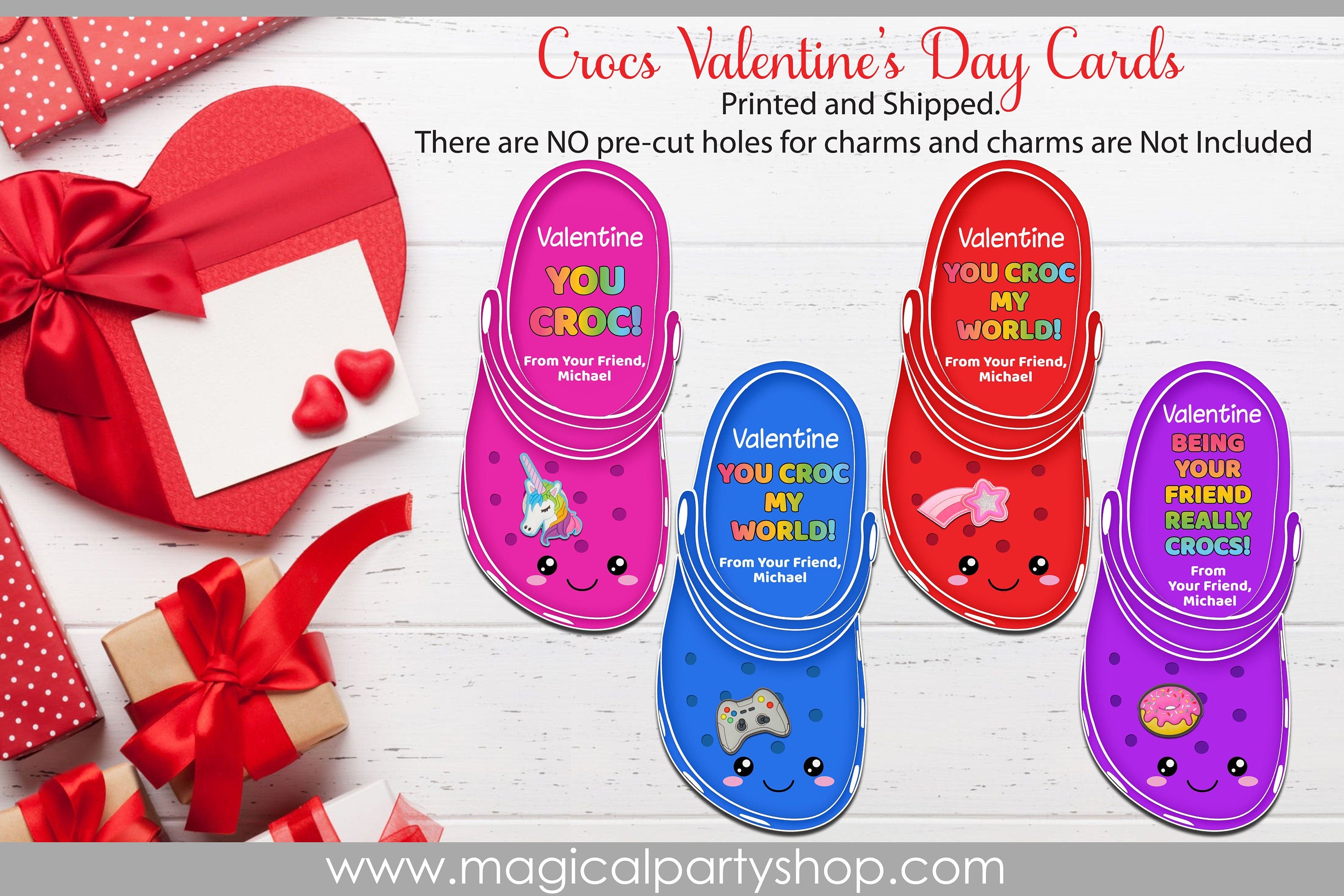 Valentines Day Shoe Charm | Valentine for Kids Classroom Party | Valentines Party Favor | School Valentines | Clog Shoe Charms | Shipped