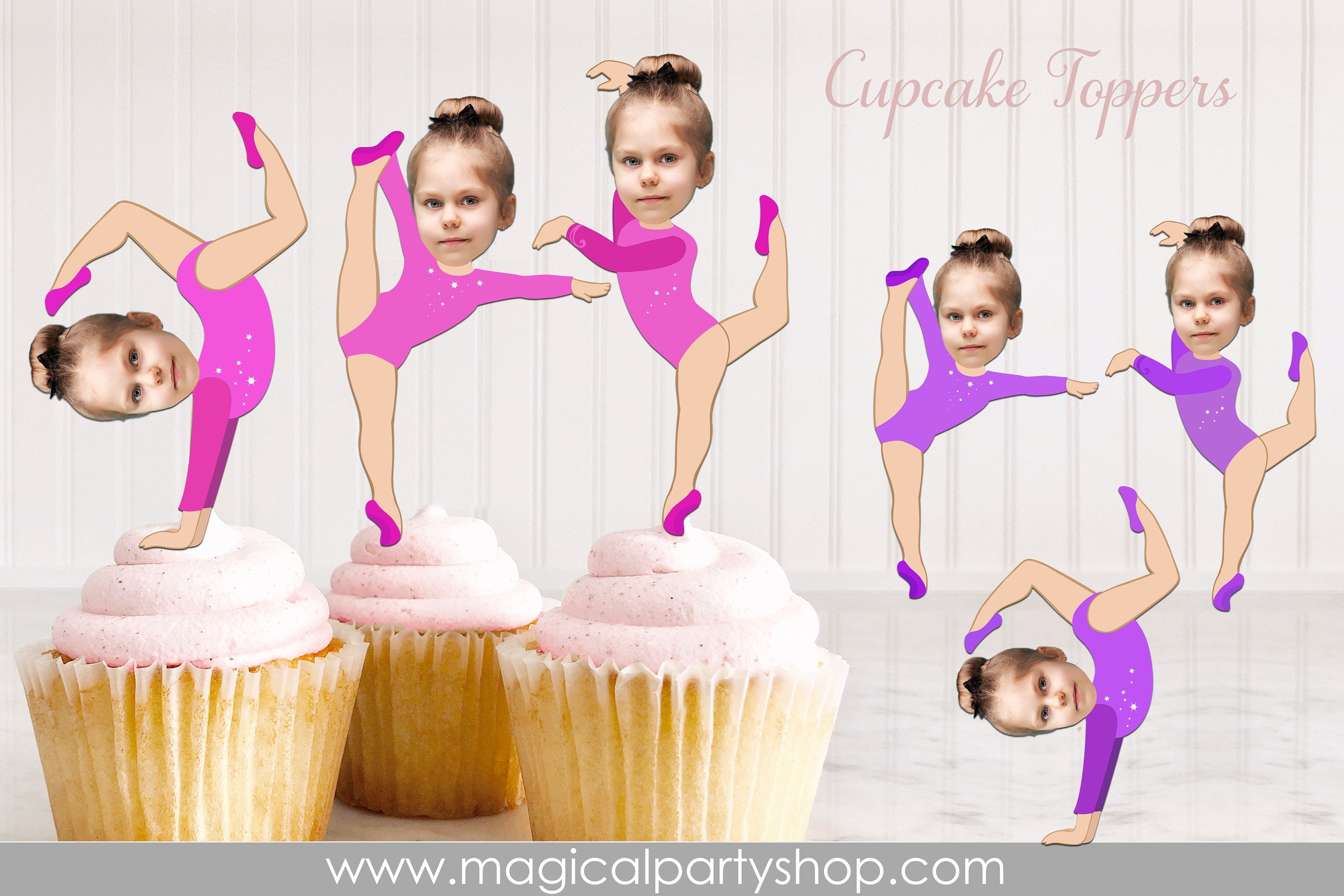 Gymnastics Birthday Photo Cupcake Toppers | Photo Cupcake Toppers | Gymnastics | Gymnastics Birthday | Gymnastics Party Decorations