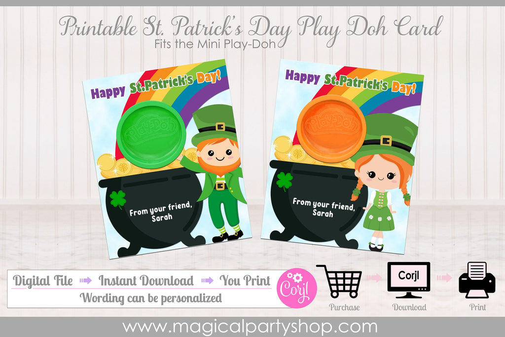 St. Patricks Leprechaun Day Play-Doh Gift Card | Class St. Patricks Day Gifts | St Patricks Classroom Favors | St Patricks Day Class Party