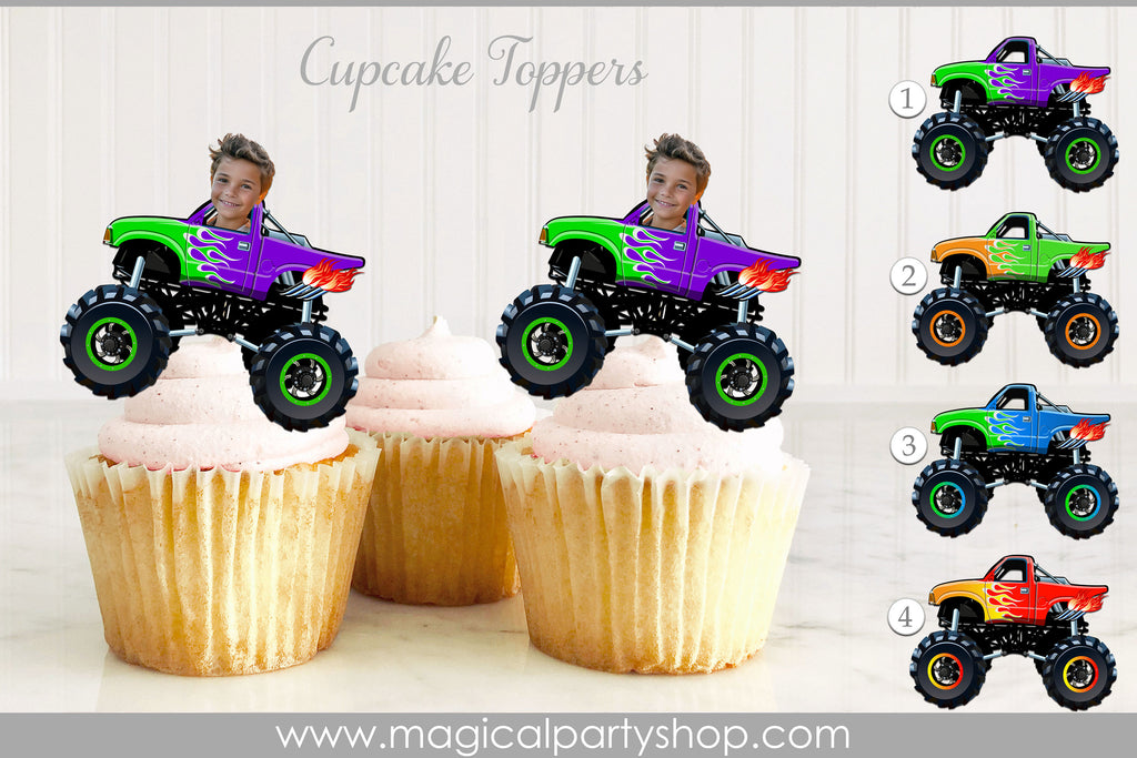 Monster Truck Cupcake Toppers | Photo Cupcake Toppers | Monster Truck | Monster Truck Birthday | Monster Truck Party Decorations